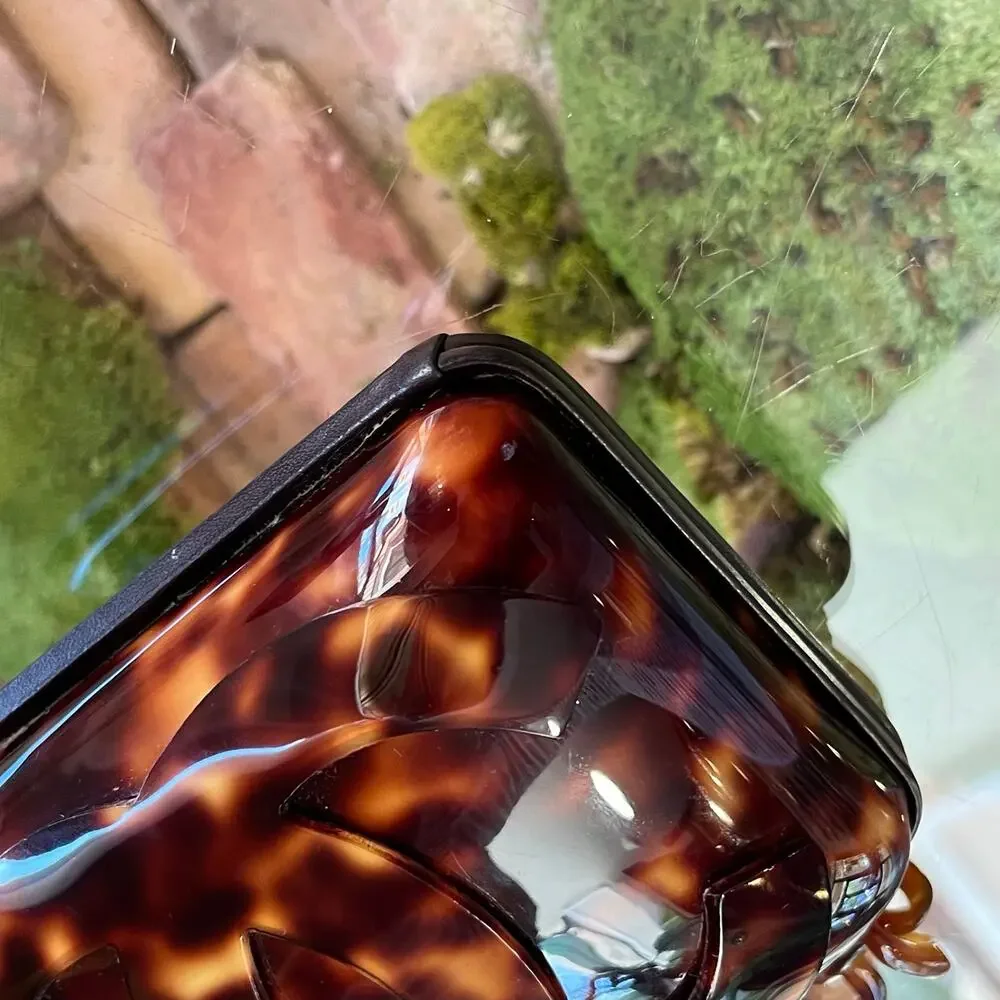 CHANEL Vintage Brown Tortoise Shell Interlocking CC Clutch Bag